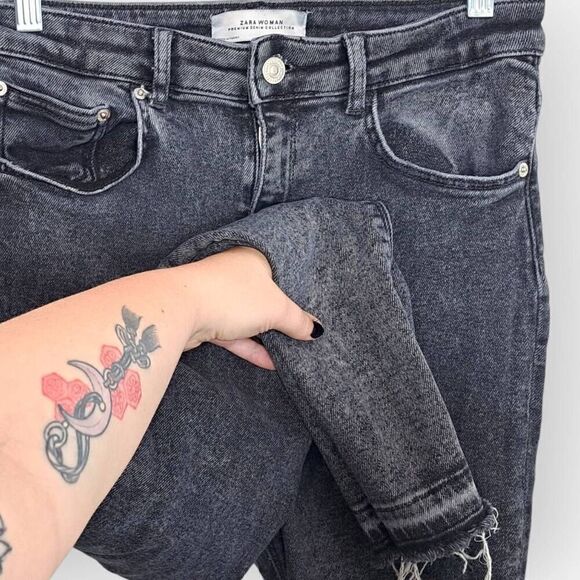 Zara Woman Women's High Waist Skinny Jeans in Charcoal Acid Wash size 12 - Picture 3 of 5